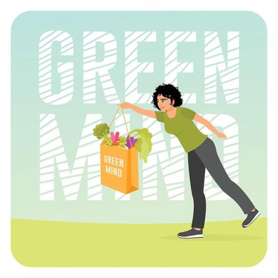 Green Sustainable Habits. Woman Carrying Organic Vegetables in Eco-Friendly Bag.