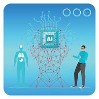Integration of Advanced AI Technology Utilization in Global Business and Healthcare. vector