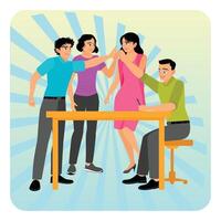Celebrate Success. Team Collaboration Celebration Featuring High Five and Group Interaction. vector