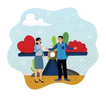 Emotional instinct and logical balance. vector