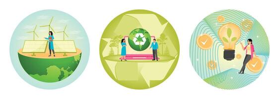 Renewable Energy Solutions. ESG Development Responsibility. Green Renewable Energy. vector