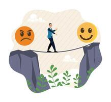 Emotional balance as good feeling choice over bad mood. vector