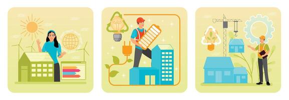 Illustration of sustainable energy practices vector