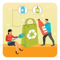 Eco Friendly Material. People Collecting Recyclable Items for Environmental Conservation. vector