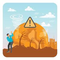 Warning Symbol Depicting Climate Change Impact and Environmental Crisis. vector