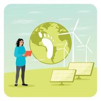 Sustainable Energy with Carbon Footprint and Renewable Technologies. vector