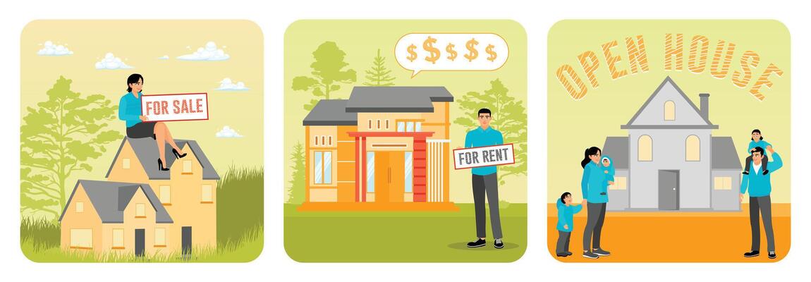 Real estate agents show buyers homes for sale and rent.