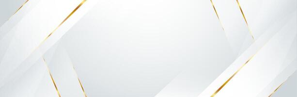 Elegant luxury white background decorated with golden lines. Horizontal with space for text. Banner, presentation, template. vector