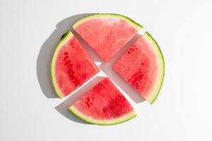 Juicy watermelon slices radiate like a summer solstice sunburst, invoking picnics, vitamin rich refreshment, and fruit fueled creativity photo