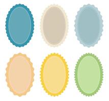 Set of cute oval frames with wavy edges for decoration and design vector