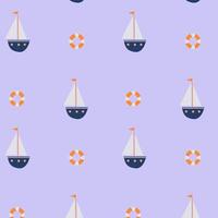Cute pattern with small ships vector