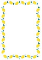 Summer frame of lemons on a white background vector