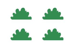 Nature Bush Elements. Set of Flat Green Plants Isolated on White Background vector