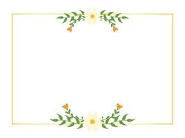 White daisy floral frame design, botanical border for greeting card or background vector