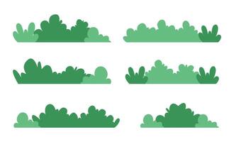 Grass Bushes Clip Art. Green Shrubs and Bush Collection in Flat Style. vector