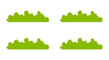 Flat Bushes and Grass Set. Color Nature Elements for Garden Scene vector