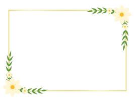 Daisy flower frame design, floral border template for invitation, card, or banner vector