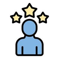 Influencer icon flat line style illustration representing social media presence and digital influence, suitable for marketing, branding, and online content creation projects vector