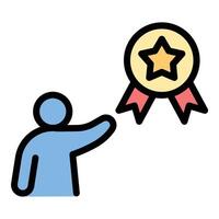 Excellence training icon flat line style illustration representing high performance and skill mastery, suitable for professional development, coaching, and leadership programs vector