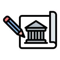 Architecture day icon flat line style illustration representing celebration of architectural achievements and awareness, suitable for events, exhibitions, and campaigns related to architecture vector