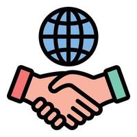 Global trade icon flat line style illustration representing international commerce and the exchange of goods and services, suitable for economics, logistics, and business development-related projects vector