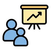 Team training icon flat line style illustration representing collaboration and group skill development, suitable for corporate learning, leadership, and teamwork enhancement projects vector