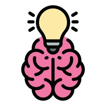 Brainstorming icon flat line style illustration representing creative idea generation and collaborative thinking, suitable for innovation, teamwork, and project planning-related projects vector