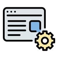 Blogger management icon flat line style illustration representing the organization and coordination of blogger activities and collaborations, suitable for influencer marketing, campaign planning vector