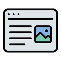 Blogger content icon flat line style illustration representing written or visual material created for blogs, suitable for digital publishing, content marketing, and online engagement projects vector
