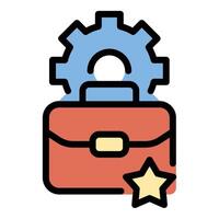 Training experience icon flat line style illustration representing hands-on learning and skill application, suitable for professional development, coaching, and educational projects vector