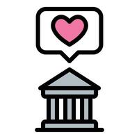 Architecture love passion icon flat line style illustration representing deep appreciation and dedication to design, suitable for creative portfolios, architectural branding, and inspirational design vector