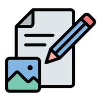 Draft design icon flat line style illustration representing initial creative concepts and visual planning, suitable for graphic design, architecture, and product development-related projects vector