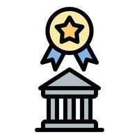 Architecture award icon flat line style illustration representing recognition of excellence in design and construction, suitable for architectural competitions, professional achievements, vector