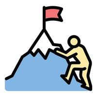 Struggle training icon flat line style illustration representing overcoming challenges and building resilience, suitable for personal development, coaching, and motivational training projects vector