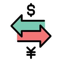 Trading icon flat line style illustration representing the buying and selling of goods, services, or financial assets, suitable for commerce, stock market, and business operations projects vector