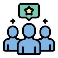 Influencer follower icon flat line style illustration representing social media audience or subscriber count, suitable for digital marketing, influencer analytics, and online community growth visuals. vector