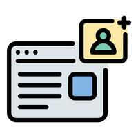 Blogger follower icon flat line style illustration representing individuals who subscribe to or engage with a blogger content, suitable for social media analytics, influencer marketing, vector
