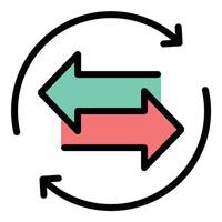 Trade system icon flat line style illustration representing the structure and mechanisms of commercial exchange, suitable for economic analysis, global trade operations, and market infrastructure vector