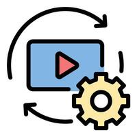 Motion graphic icon flat line style illustration representing animated visual content and dynamic storytelling, suitable for production, digital marketing, and multimedia design projects vector