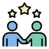 Mentoring experience icon flat line style illustration representing knowledge sharing and skill development, suitable for coaching, training, and professional growth projects vector