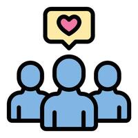 Social engagement icon flat line style illustration representing online interaction and community involvement, suitable for social media, marketing, and communication projects vector