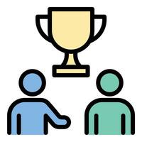 Mentoring success icon flat line style illustration representing achievement and growth, suitable for coaching, leadership, and career development projects vector