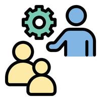 Mentoring team icon flat line style illustration representing collaboration and group guidance, suitable for leadership, coaching, and team development projects vector