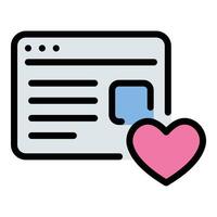 Blogger passion icon flat line style illustration representing the enthusiasm and dedication bloggers have for their content, suitable for personal branding, creative expression, vector