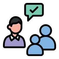 Advice training icon flat line style illustration representing guidance and skill-building, suitable for education, coaching, and professional development projects vector