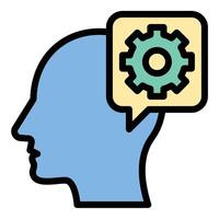 Focus training icon flat line style illustration representing concentration and mental clarity, suitable for productivity, coaching, and personal development projects vector