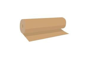 Kraft paper roll for packaging in flat illustration. Kraft paper isolated on white background. vector