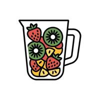 Glass Pitcher Filled with Strawberries Kiwi Pineapple Slices vector