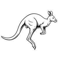 Black and White Kangaroo in Mid Leap Line Art monochrome vector