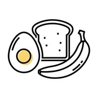 Boiled Egg Banana Toast Simple Breakfast Line Art bread vector